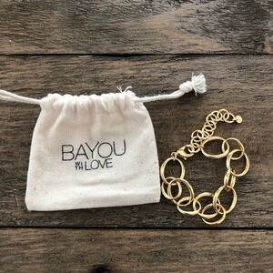 New Box of Style BaYou With Love Chain Link Bracelet 14k gold plated Jewelry NWT